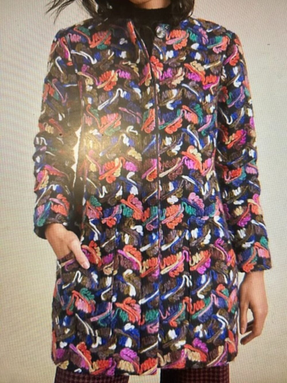 Anthropologie Hutch Marion Embroidered Bold Multi Colored Sleek Lined Coat NEW